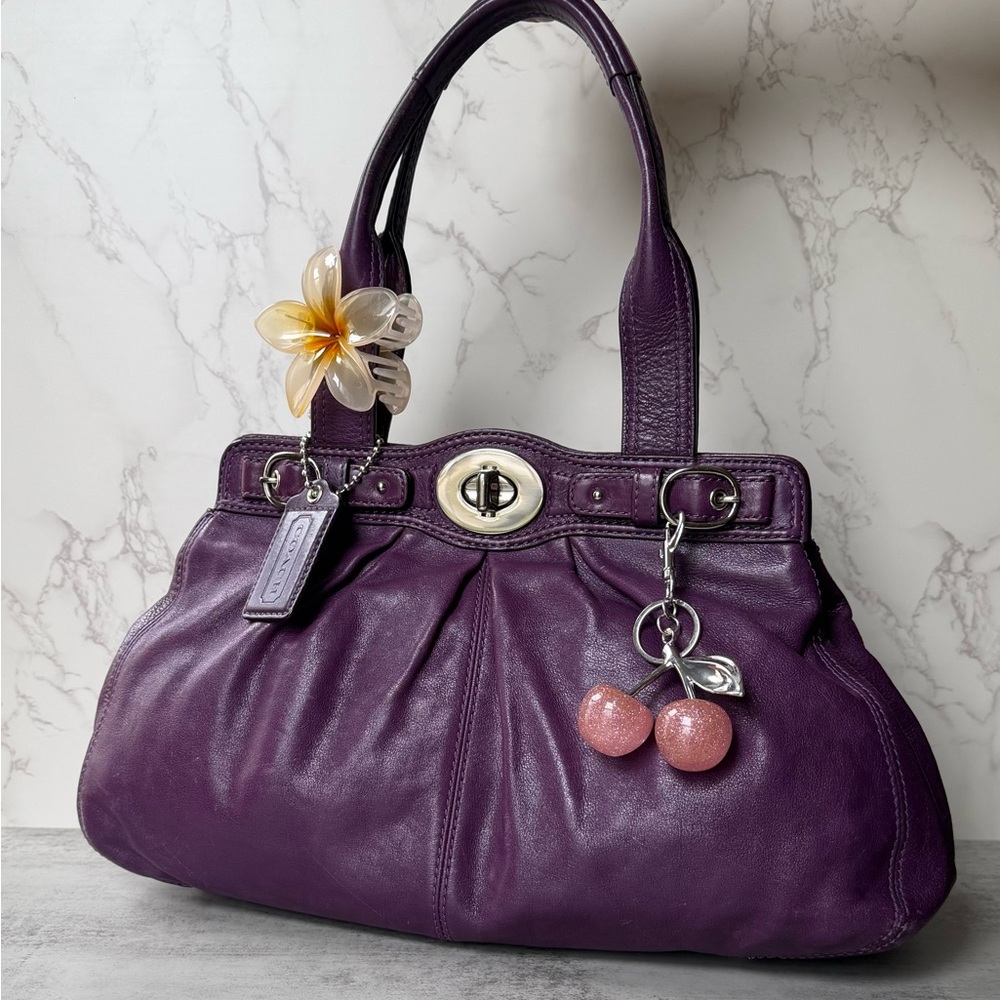 Purple Coach Leather Garnet Shoulder Bag